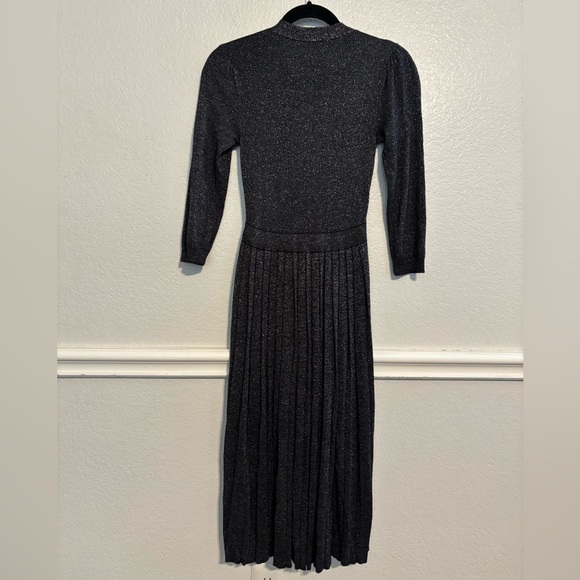 Kate Spade Metallic Dashing Beauty Knit V Neck Pleated Skirt Sweater Dress Sz XS - Picture 5 of 9